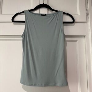 Express Ribbed fitted Boat Neck Top Sea Glass
